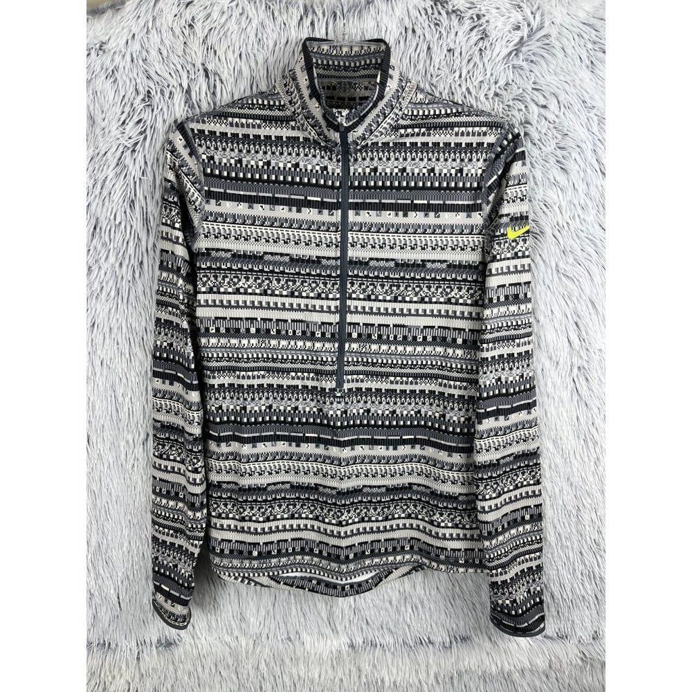 Nike Jacket Womans Medium Gray Aztec Southwestern Half Zip Mock Neck Pullover